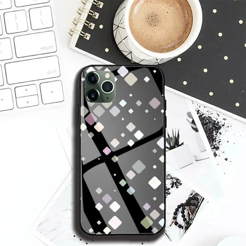 

Color Square Patterns Phone Case case For Iphone 11 Pro MAX XR X 7 8Plus SE2020 DIY Shockproof Glass Soft Silicone Edge
