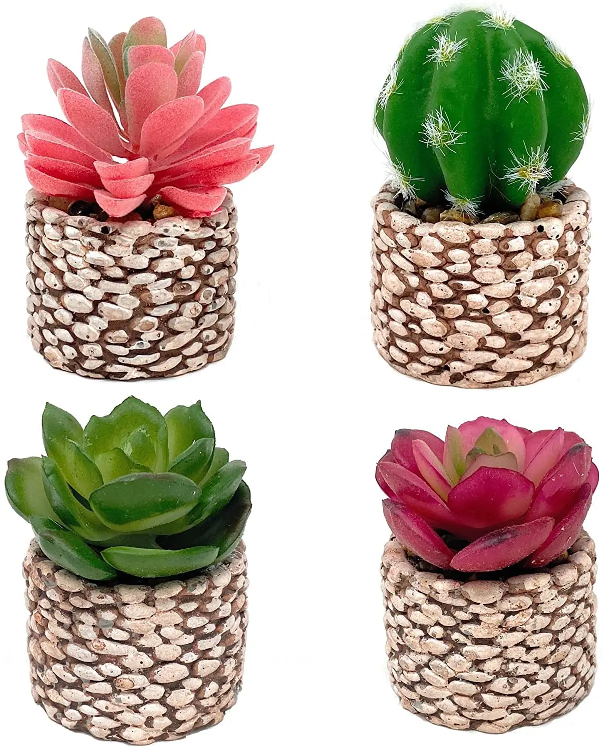 

Искусственные суккуленты, маленькие растения, набор из 4 мини искусственных фотоэлементов в каменных горшках
