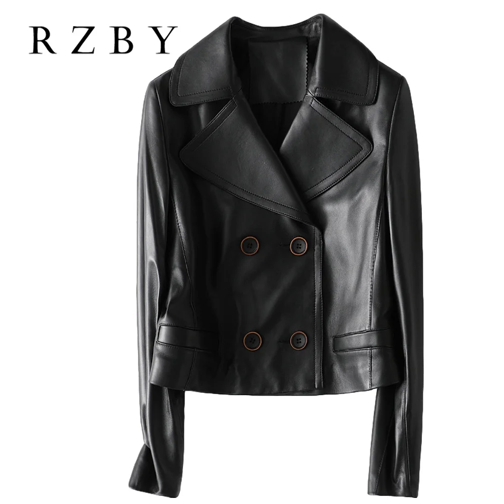 Jacket Leather Genuine Short Natural Sheepskin Coat Female 자켓 Spring Autumn Women's Clothing 2021 Mujer Chaqueta RZBY307