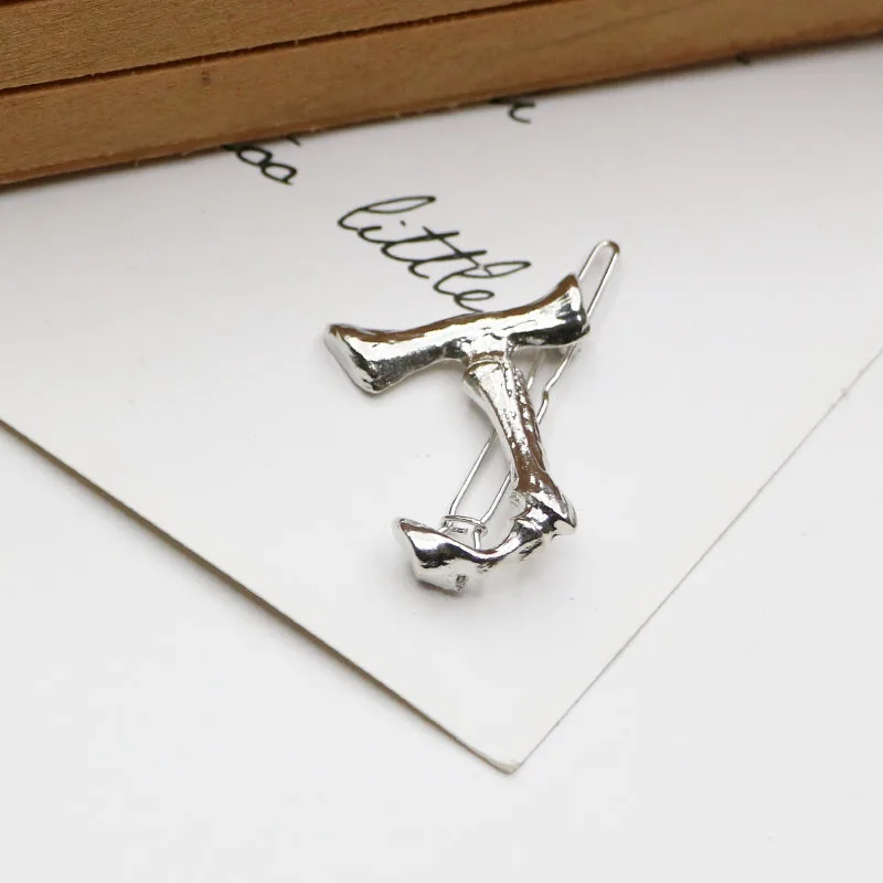 Заколки для волос с 26 буквами женщин серебристые заколки именем и инициалом