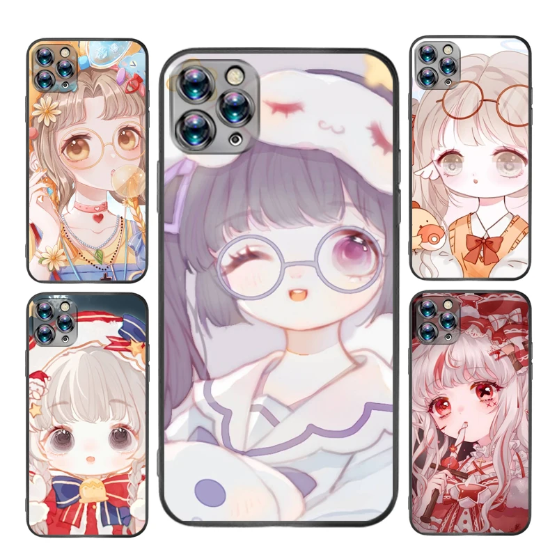 

Lolita Girl Lovely Wind Phone Case For iPhone X XS XR MAX Black TPU Cellphone Mobilephone Lifeproof Designer Luxury Smartphones