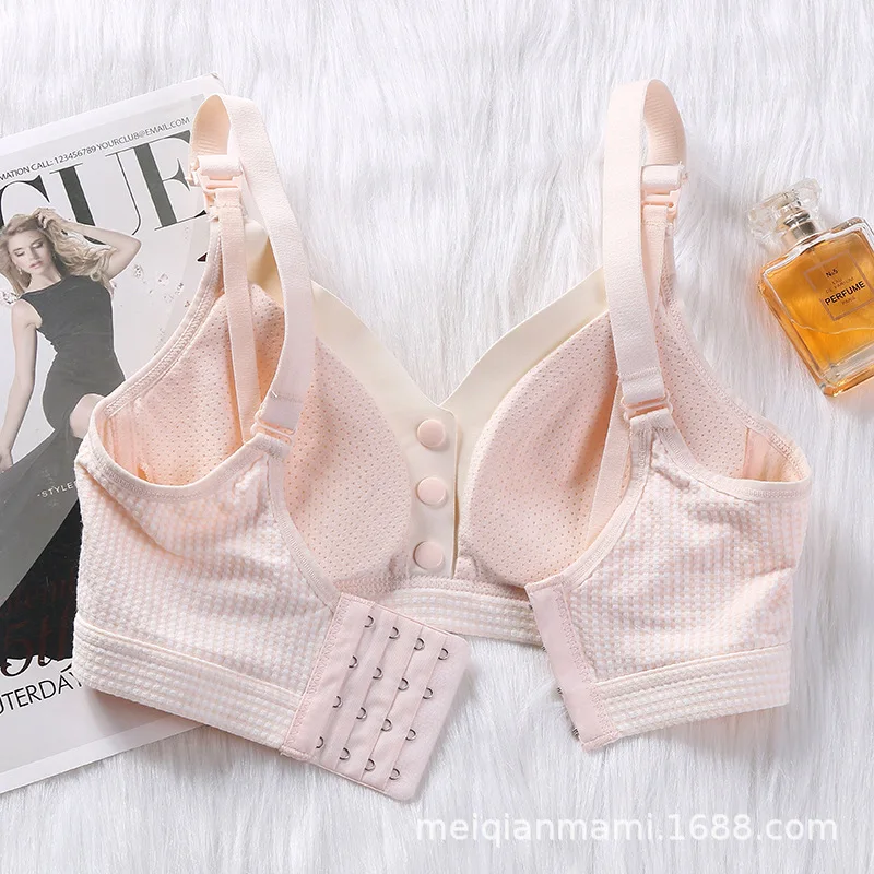 

6613# Sweet Plaid Cotton Maternity Nursing Bras Breastfeeding Undwear Clothes for Pregnant Women Pregnancy Feeding Bras