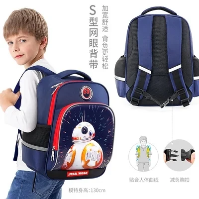Ортопедический дышащий рюкзак Disney школьные ранцы для мальчиков, вместительный ранец для учеников начальной школы, школьников из «Звездных ...