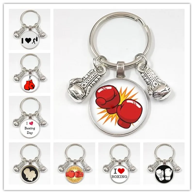Новинка модный стеклянный кабошон брелок боксерские перчатки подвеска