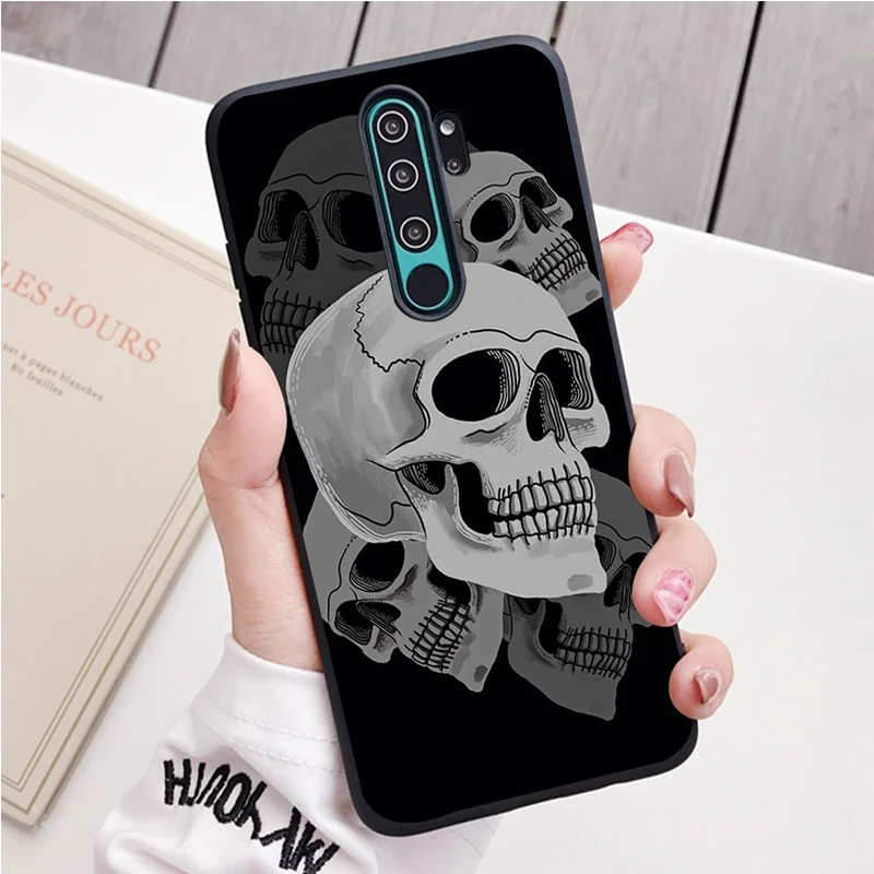 Черный силиконовый чехол с черепом для телефона Redmi note 9 8 7 Pro S 8T 7A|Бамперы| |