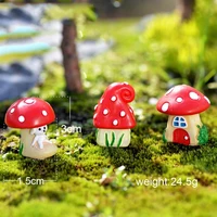 3 pcsset red mushroom house decorations mini cute diy resin miniature plants home garden decoration crafts children gifts