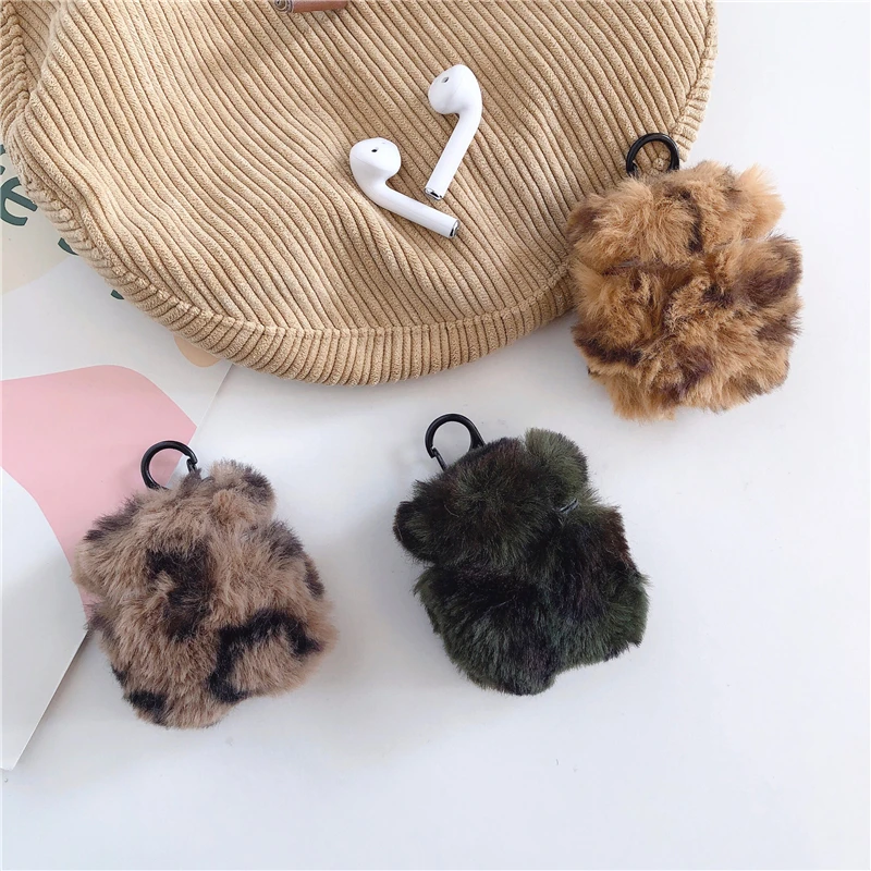 Leopard Plush Phone Case For Apple iPhone X XR XS 11 Pro Max 8 7 6S 6 Plus Cover Airpods 1 2 Cute Soft Girl Back Cases |