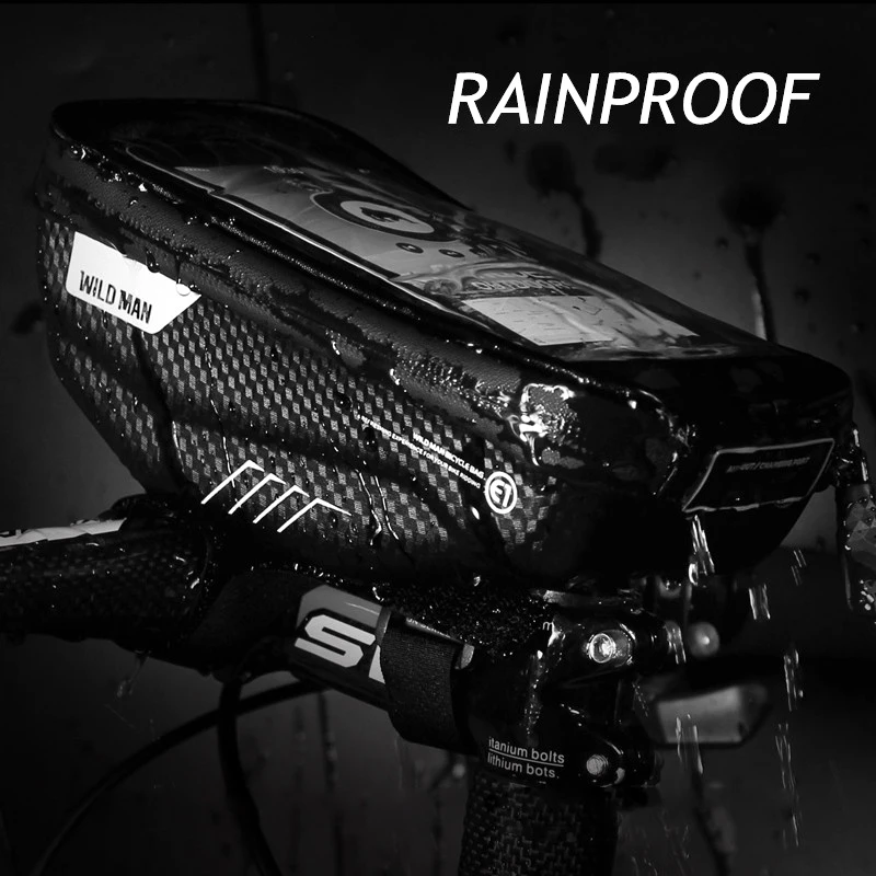 

WILD MAN Bicycle Handlebar Bag Waterproof Bike Bag Touch Screen 6.2 Inch Road Cycling Mobile Phone Bag Case MTB Accessories