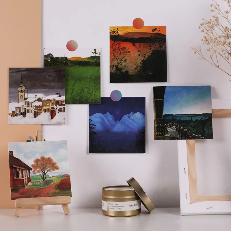 Ins Простая Современная картина маслом Декоративная открытка 9 листов красочный