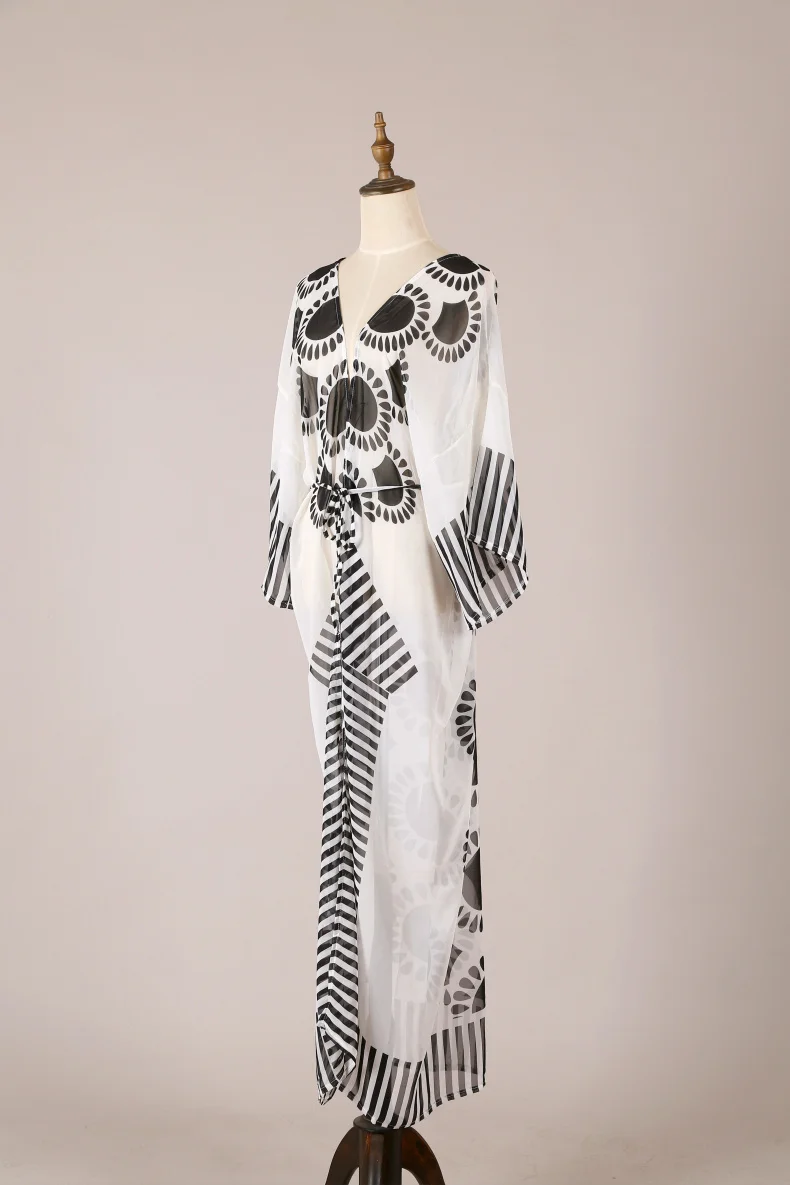 Chiffon Beach Cover up Tunics for Long Kaftan Bikini Robe de Plage Sarong Swimsuit | Женская одежда