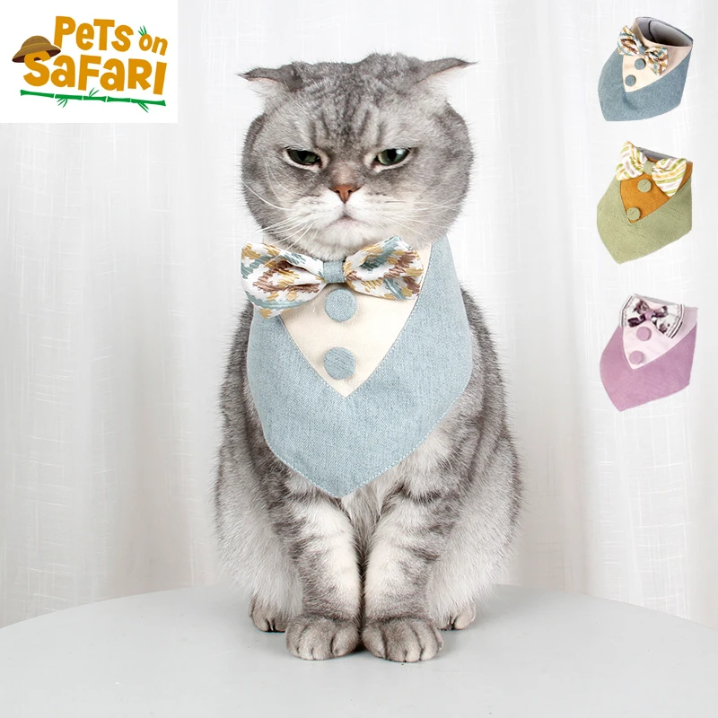 

British Style Gentleman Cat Bandana Simplicity Bib Triangle Scarf Pet Accessories Dog Collar
