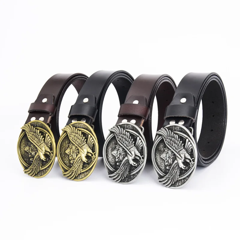 Fashion Eagle Trend Men's belt Retro Luxury Leather Motorcycle Motorcycle Personality Trendy Youth Nightclub Male Waistband