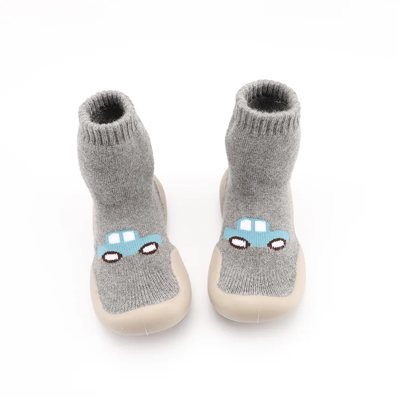 

Unisex Baby Kids Shoes Socks Toddler Girl Infant Soft Rubber Sole Cartoon Cars Shoe Knitted Upper Anti-slip First Walker Autumn