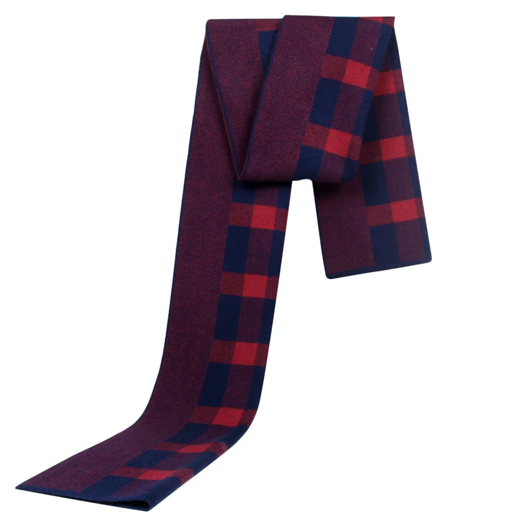 Мужские осенне-зимние шарфы с узором гусиная лапка вязаные клетчатый шарф для