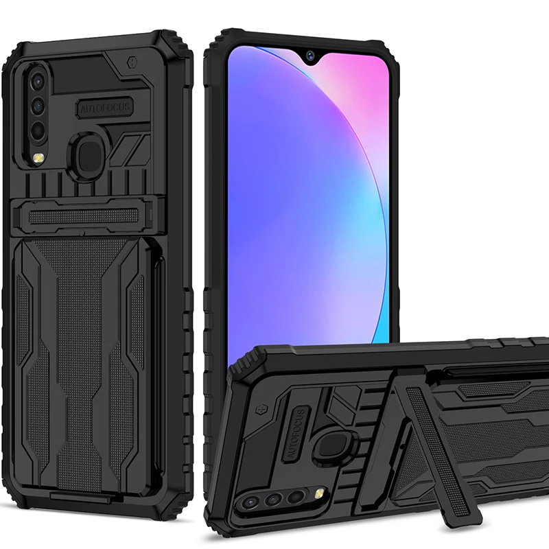 

Shockproof Armor Case For Vivo Y17 Y12 Y15 Y11 Y5 Y20 Y20i Y12A Y20S Y12S Y72 Y53S Card Slot Phone Bracket Holder Stand Covers