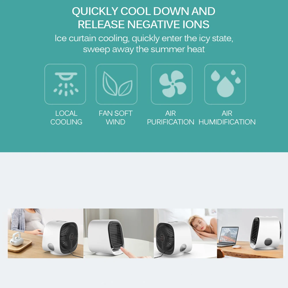 

USB Portable Mini Air Cooler Fan Air Conditioner Fan Personal Space Cooler Air Cooling Fan For Home Office Air Conditioner Fan