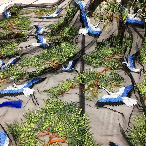 1 ярд кружевная ткань с вышивкой лес птица модная Высококачественная Женская