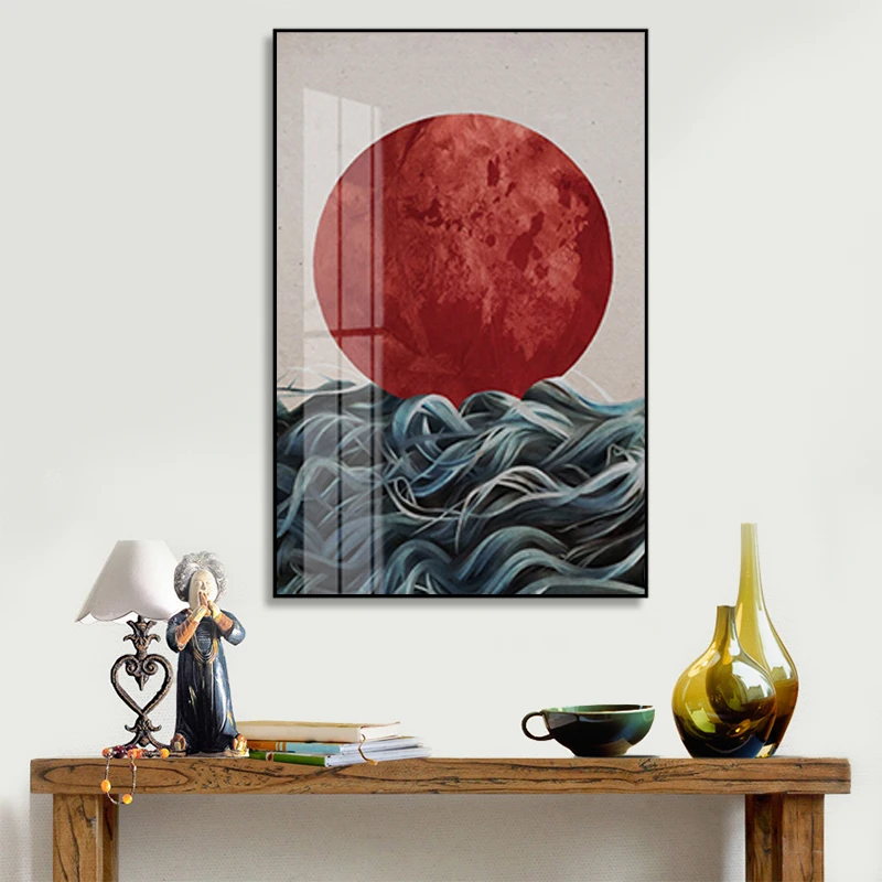 

Abstract Japanese Sunrise Posters and Prints Wall Art Canvas Painting Pictures For Living Room Scandinavian Seascape Home Decor