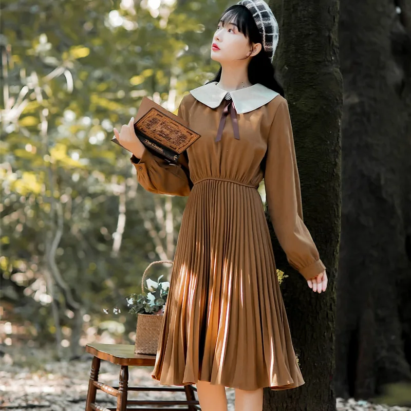 2020 горячее осеннее элегантное женское платье винтажное хлопковое