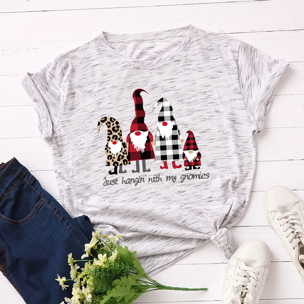 

New OverSize S-5XL Christmas Santa Claus Print T Shirt Women 100%Cotton O Neck Short Sleeve Tees Summer T-Shirt Pink Tops TShirt