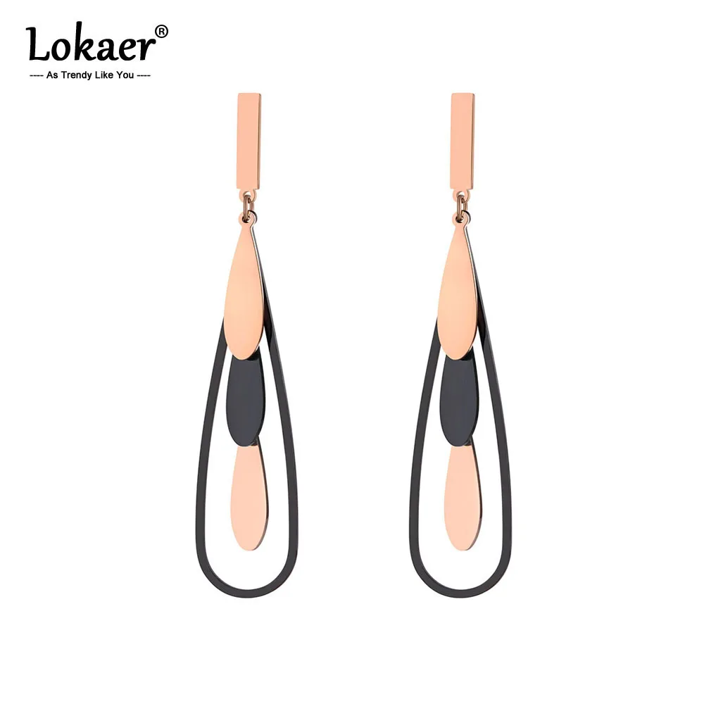 Женские серьги подвески в форме капли Lokaer геометрические из нержавеющей стали и