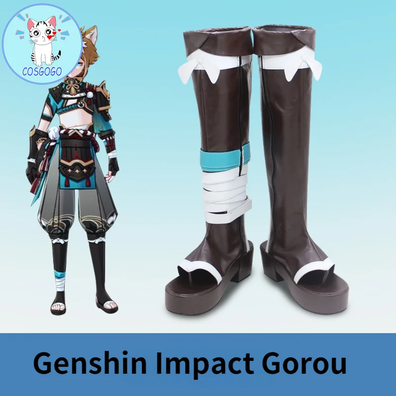 Обувь для косплея Game Genshin Impact Gorou аниме проект ботинки из искусственной кожи