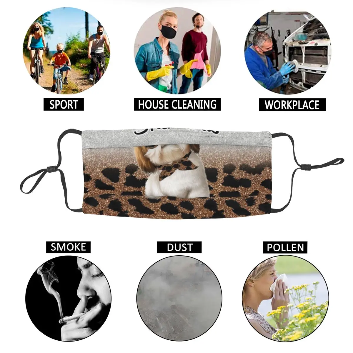 

Just A Girl Who Loves Shih Tzus Dog Washable Mouth Face Mask Unisex Adult Pet Anti Haze Dustproof Mask Protection Respirator