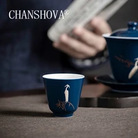 chanshova traditional handmade chinese style blue ceramic 50ml teacup china light porcelain tea set h164