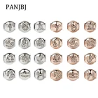 2021 новый сплав шарик из розового золота зодиака на день рождения талисман с прозрачными CZ, подходит к подлинным браслетам Pandora, браслет ожерелье DIY ювелирные изделия для женщин