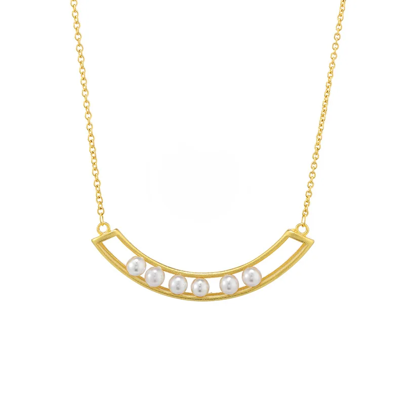 

UXN493 Smiling face Necklace plated with 24K gold