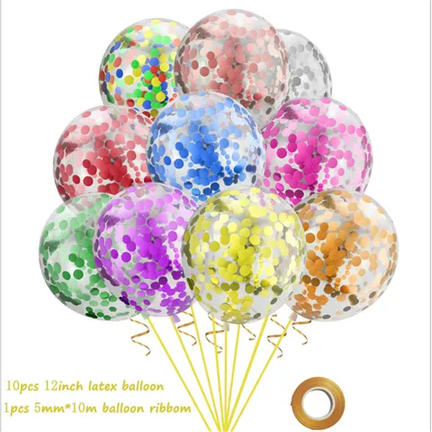 12 дюймов 10 шт прозрачные конфетти для воздушного шара гелиевый детский душ День Рождения вечерние свадебные украшения с блестками