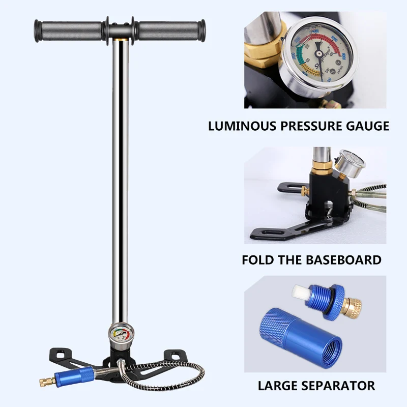 

300bar 4500psi 30mpa 3 Stage PCP Mini Hand Operated Air Pump Airgun Tank Rifle Mini Hand High Pressure Compressor