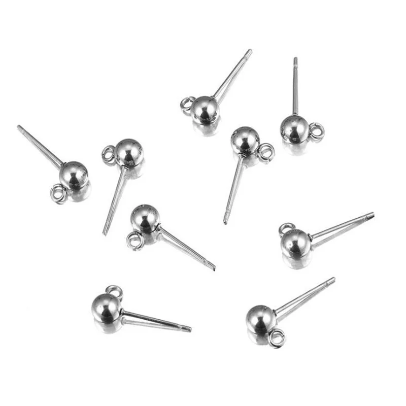 

10 шт., круглые серьги-гвоздики из нержавеющей стали 316, 3/4/5/6/8 мм