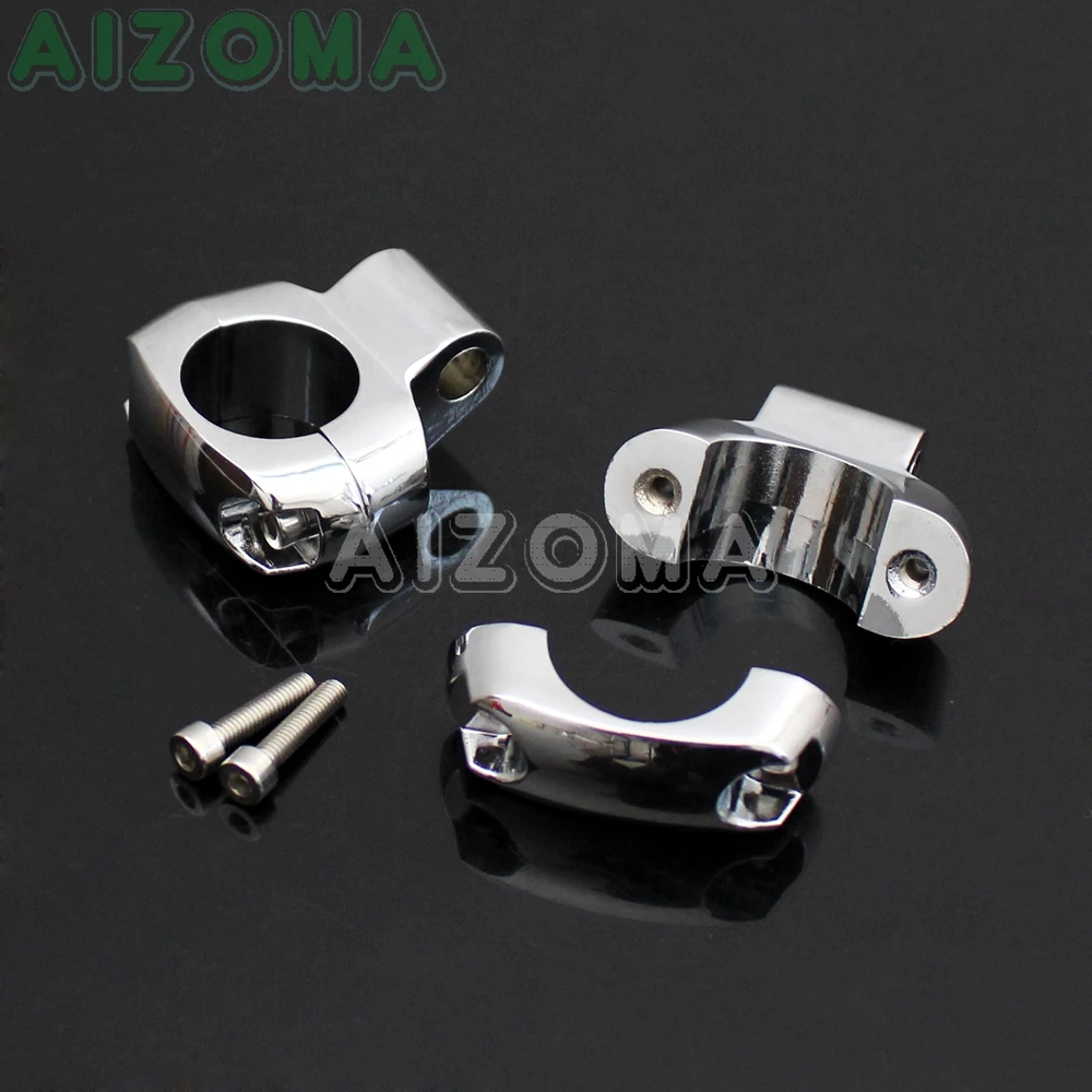 2x Chrome Universal 1&quot 25mm Bar Mirror Mount Holder Clamps for Harley Yamaha Honda Suzuki 1 inch Drink Brackets | Автомобили и