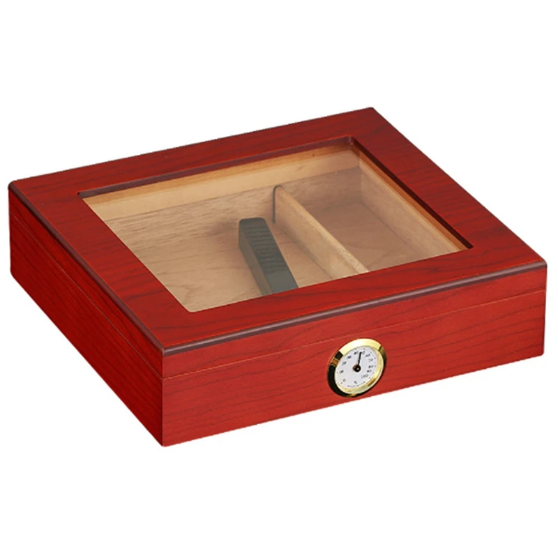 

Деревянная коробка для сигар ручной работы, настольный хьюмидор с гигрометром и увлажнителем, разделитель из кедра вмещает 20 сигар