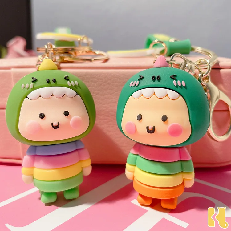 

Newcartoon Creative Cartoon Cute Dinosaur Baby Keychain Fashion Trend Bag Metal Pendant Couple Small Gift Doll Environmental Bag