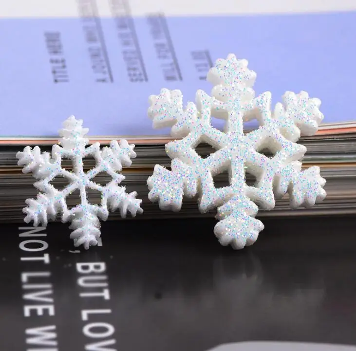 20 шт./лот рождественские украшения белая Снежинка из смолы с плоским основанием