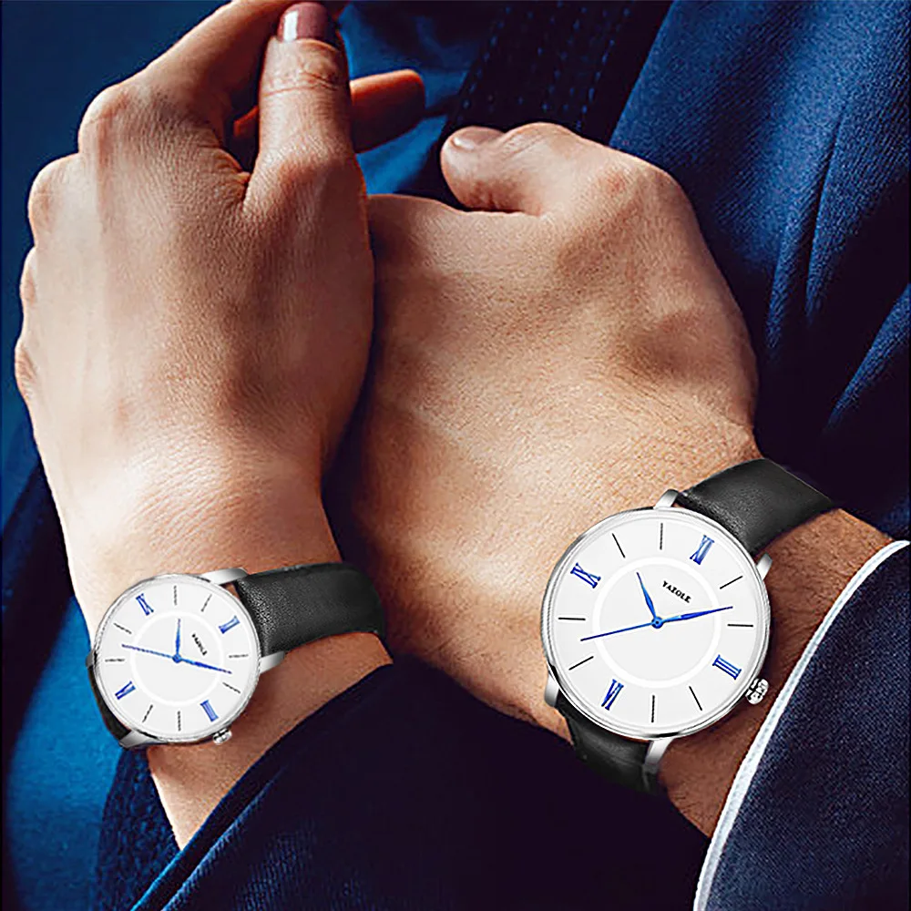 Fashion Couple Quartz Watch Set Men&Women Simple Leather Waterproof Wristwatches Clock With Bracelets Gift Box Relogio Feminino