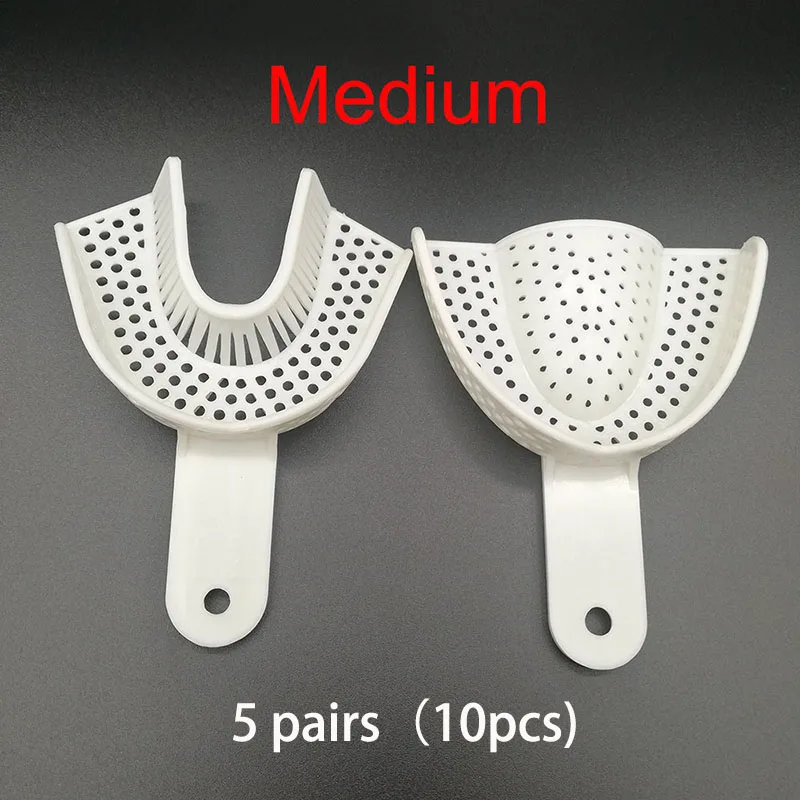 5pairs M (10pcs) 10 шт./компл. для зубных слепков пластмассовые лотки без сетчатый лоток стоматологические инструменты стоматология лабораторный Материал зубной держатель Лотки - Color: 5pairs M (10pcs)