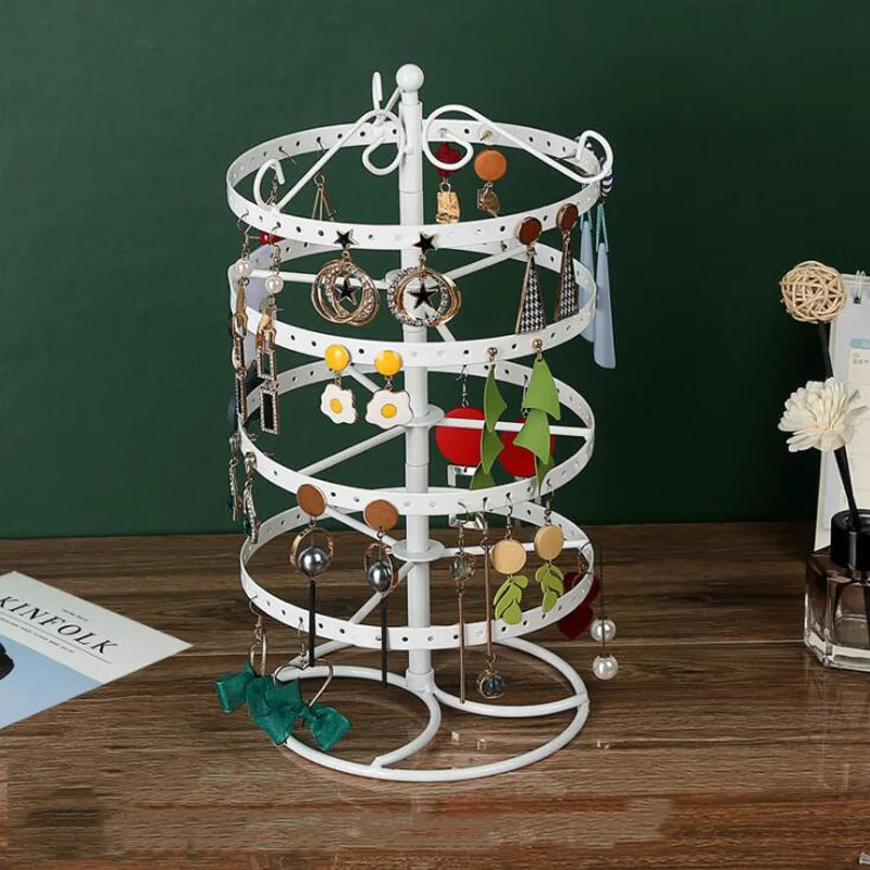 Модный 4-х слойный металлический держатель вращающийся на органайзер для сережек