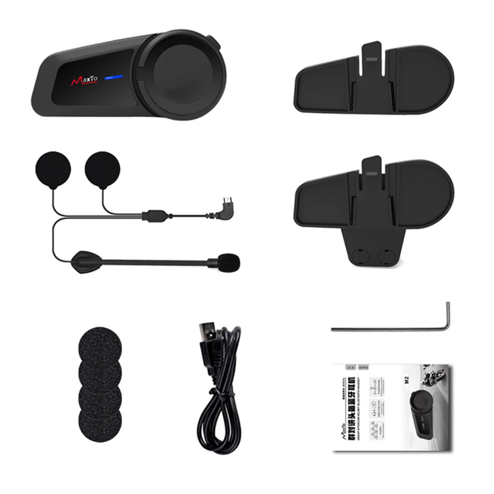Maxto M2 Bluetooth Moto rcycle Шлем Интерком 6 всадников FM Водонепроницаемый мото интерфон