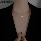 Женское Ожерелье ANENJERY, кулон из стерлингового серебра 925 пробы с восьмиконечной звездой, роскошный светильник, цепочка для ключицы, ювелирное изделие, подарок, S-N748
