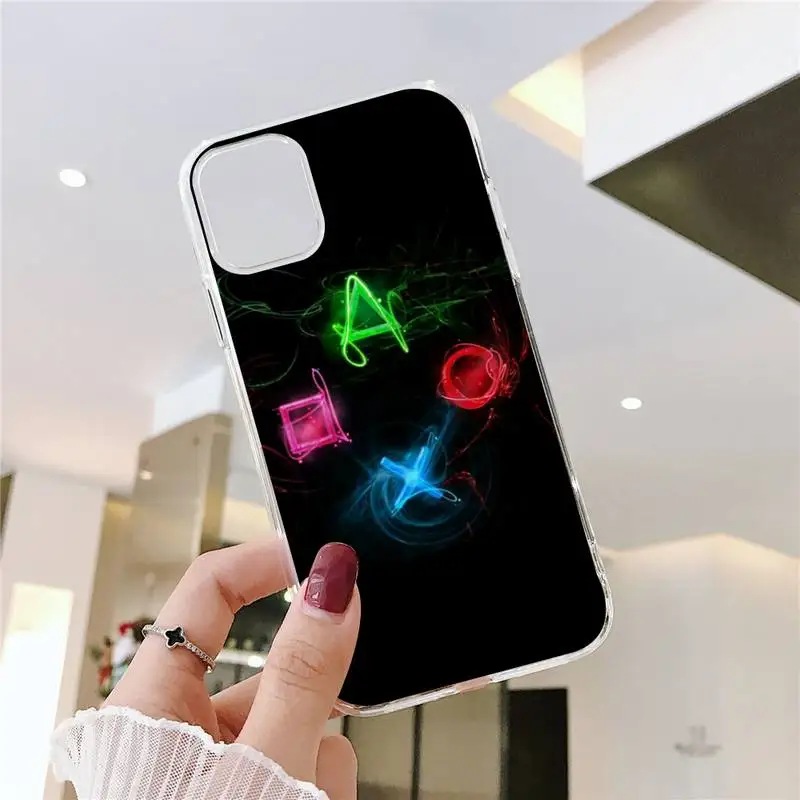

Game Play Station button Phone Case Transparent for iPhone 11 12 mini pro XS MAX 8 7 6 6S Plus X 5S SE 2020 XR