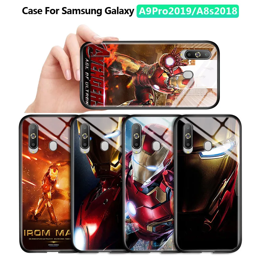 Чехол из закаленного стекла для Samsung Galaxy A9 Pro 2019 A8S 2018 Marvel Avenger Superhero Ironman с