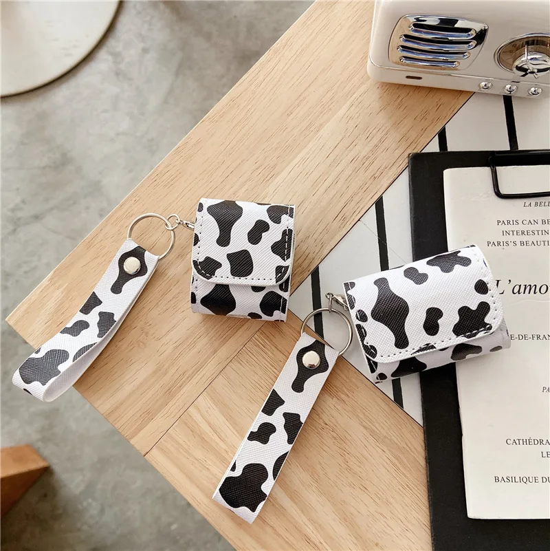 

for Airpods Pro Case Cow Spot Pattern Leather for AirPods 12 Case Silicone Shockproof Protective Cover Charging Box Accessories