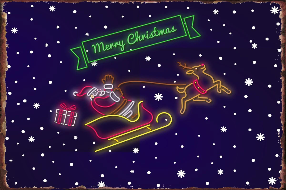 

Неоновый Рождественский Санта винтажный металлический знак жестяная вывеска оловянные пластины декор для стен декор для комнаты ретро для...