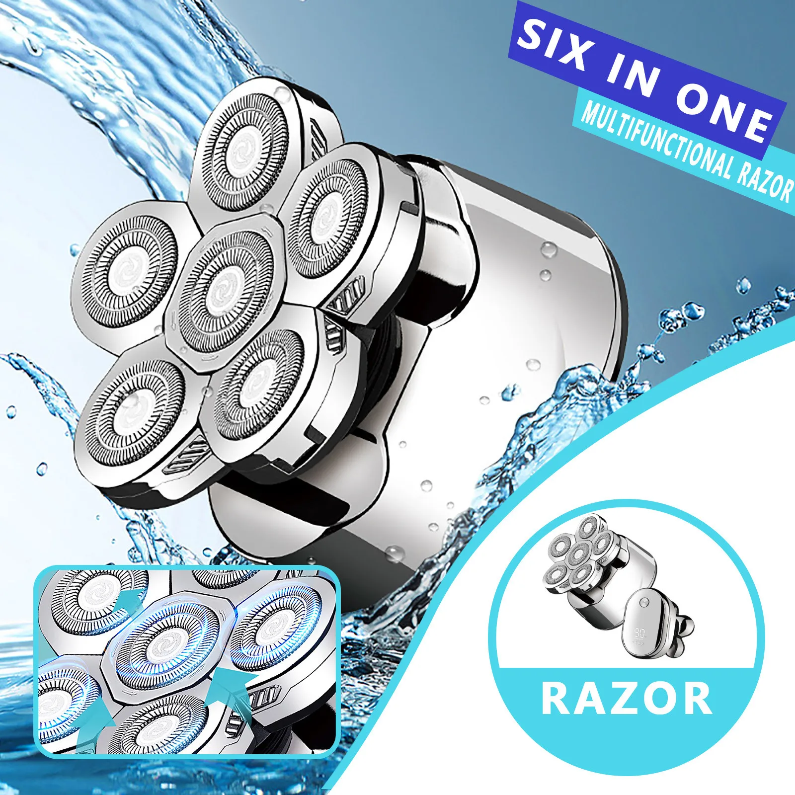 Электрический насос для Для мужчин лысый головки бритвы 6 в 1 электробритва