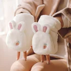 Женские зимние меховые варежки из кроличьего меха, перчатки без пальцев, плюшевые теплые велосипедные перчатки, Мягкие плотные перчатки для женщин и девушек, гибкие полупальцы