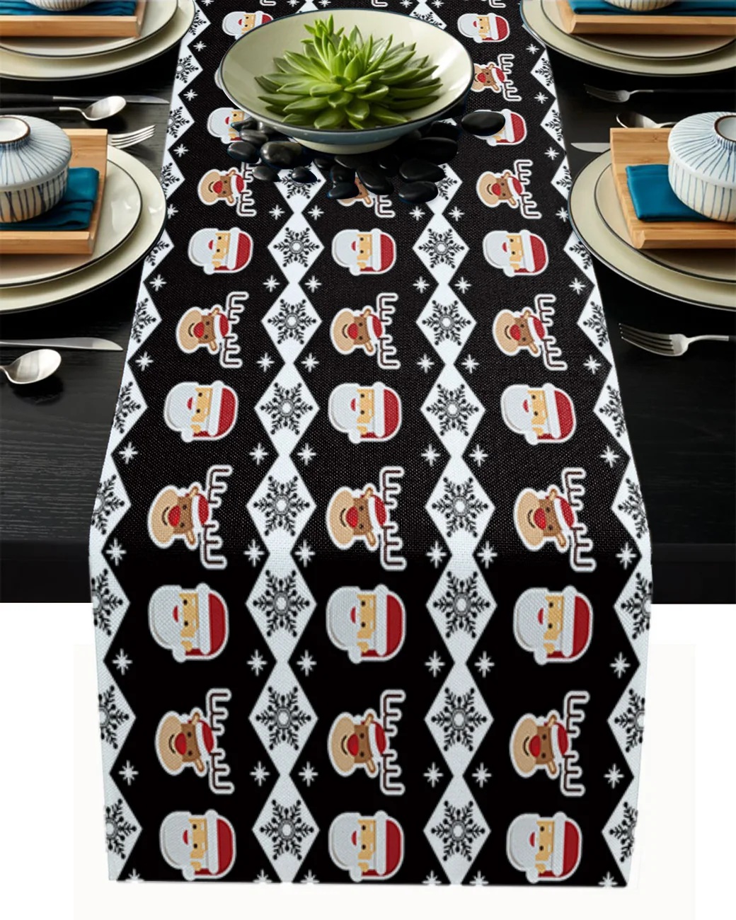 

Christmas Elk Santa Table Runner Wedding Table Decoration Dinning Table Runners Placemat Christmas Decor Tablecloth