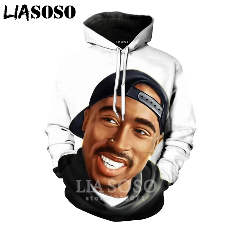 2pac толстовки LIASOSO забавные для мужчин и женщин Аниме Толстовка 3D принт Рэпер Хип Хоп с длинным рукавом Уличная Топ пуловер с круглым вырезом B182-10